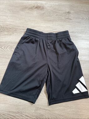Boys Black Athletic Shorts with White Accent Medium